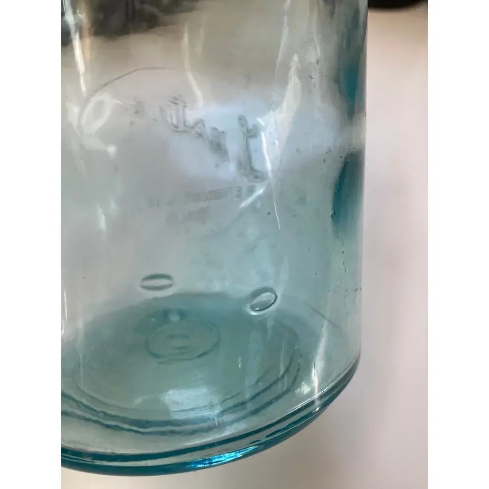 Lustre R.E. Tongue & Bros.‎ Philaelphia Blue 1 Qt. Wire Bail Canning Jar w Lid